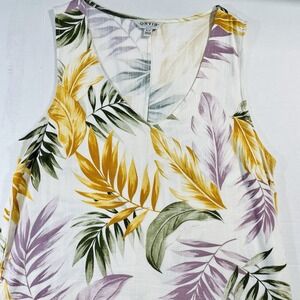 ORVIS Multi Leaf Design Sleeveless‎ Linen Dress SZ M